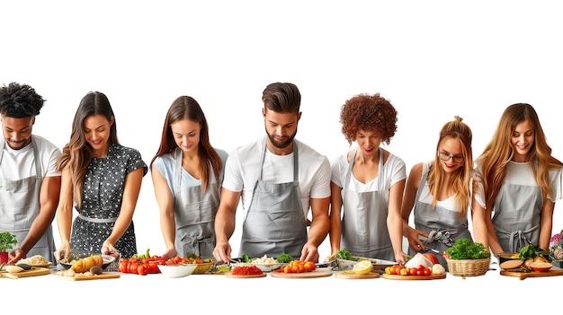 Zadowoleni użytkownicy gotujący razem